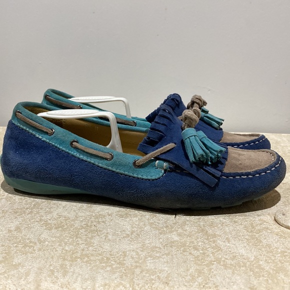 Vaneli Two Tone Blue Suede Driving Moccasins Driving Loafers - Picture 3 of 9